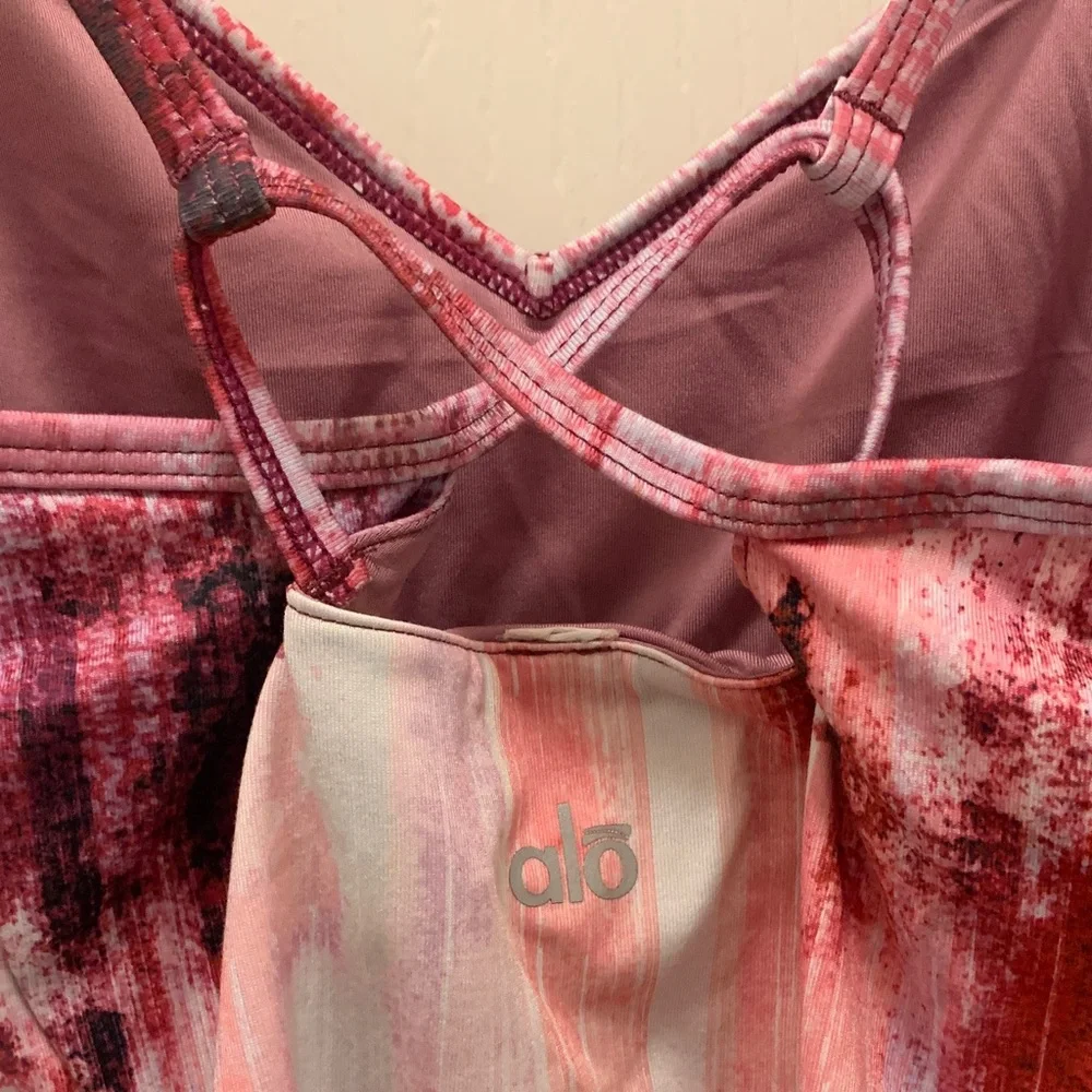 ALO Yoga Pink and White Camisole